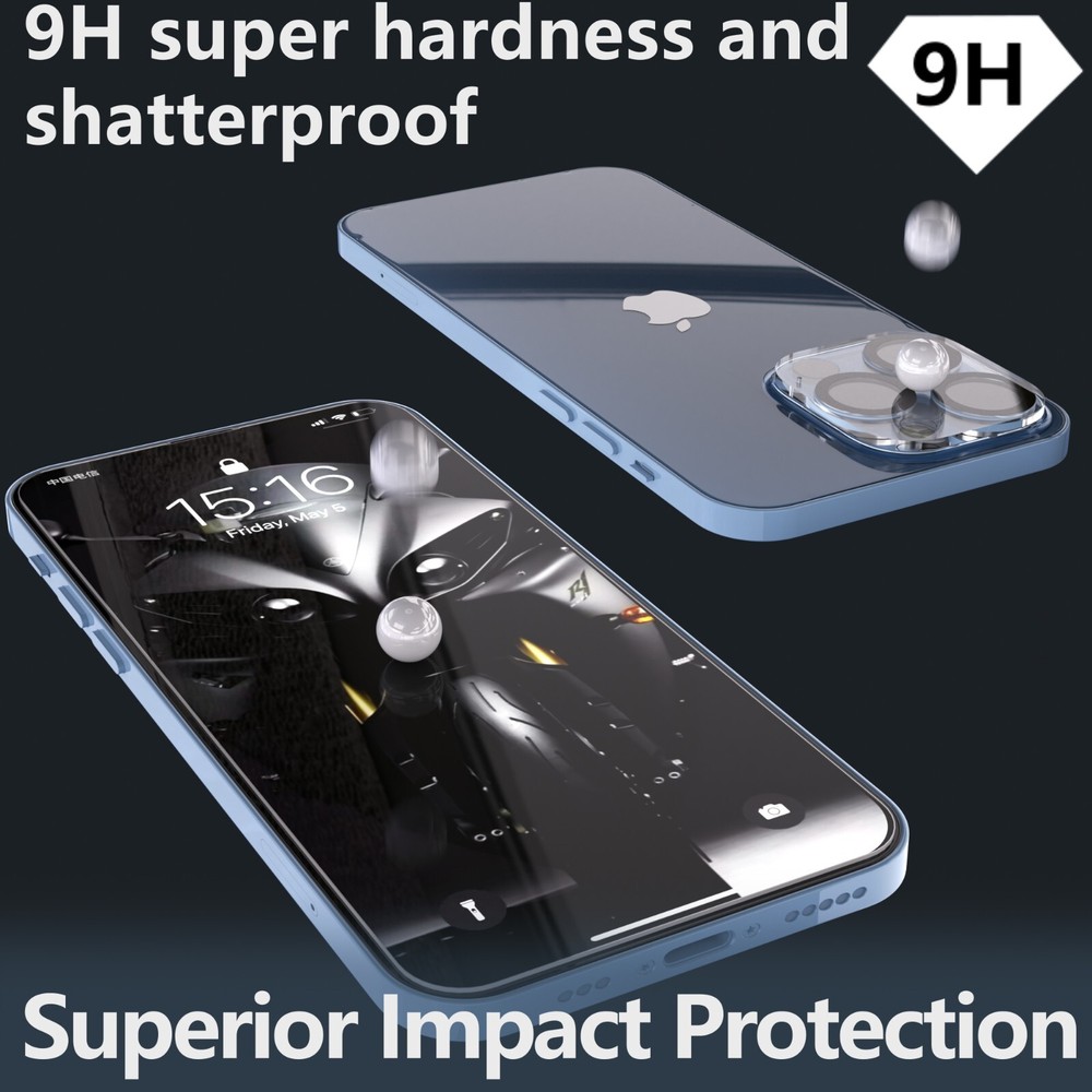 Case with Lens & Screen Protector for iPhone 14 13 12 11 Pro Max Mini Plus Case