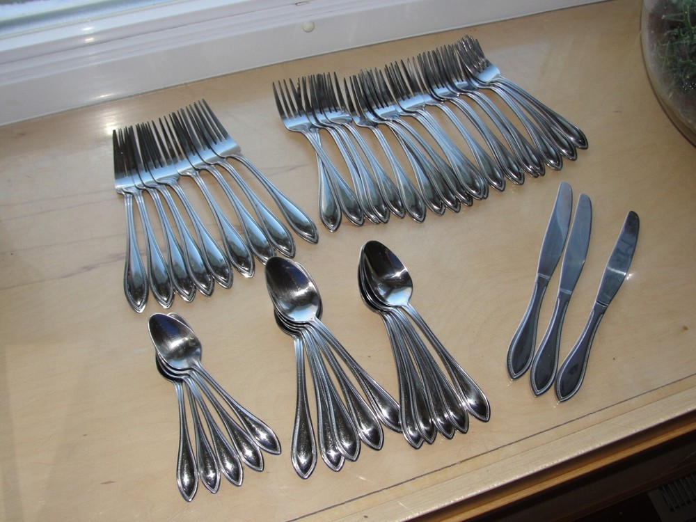 47 pcs. TOWLE Tuscan Bead Stainless Flatware Lot