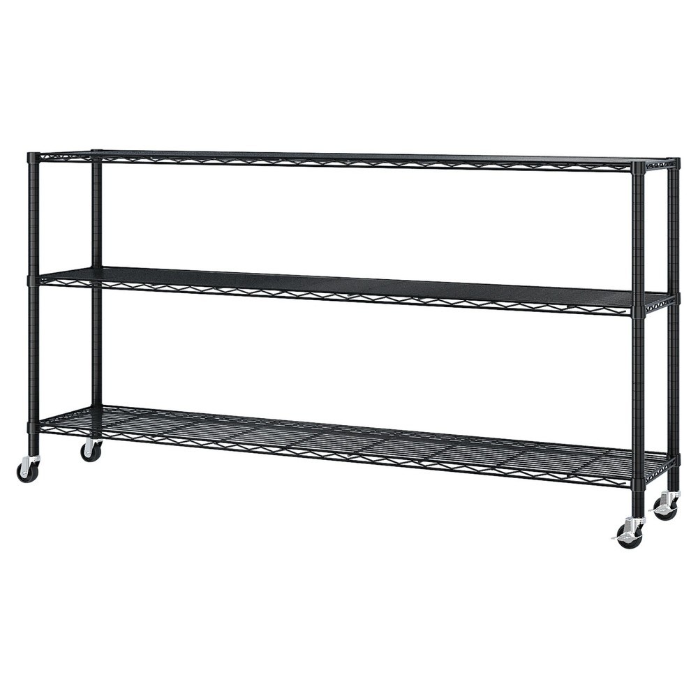 6-Tier Rolling Wire Shelving Unit - Heavy Duty, Adjustable, Modular & Black
