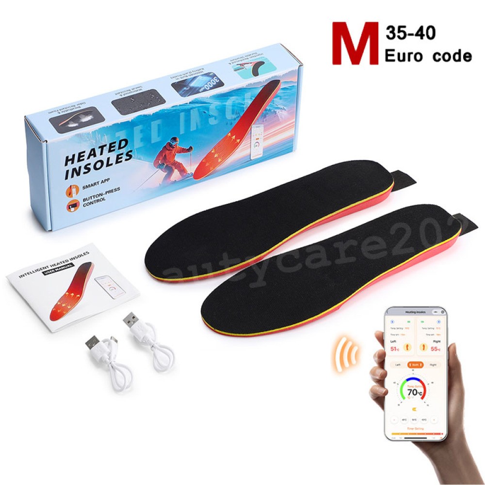 Cuttable Heated Insoles USB Rechargeable Foot Warmer 3 Level Heating APP Control