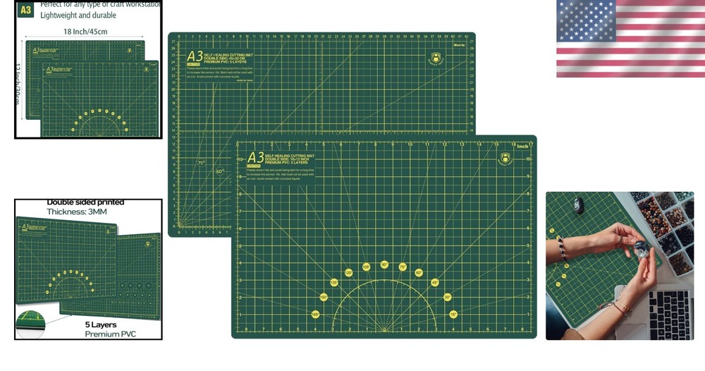 Thickened 18"x12" Rotary Cutting Mat - Ideal for Sewing & Leather Projects