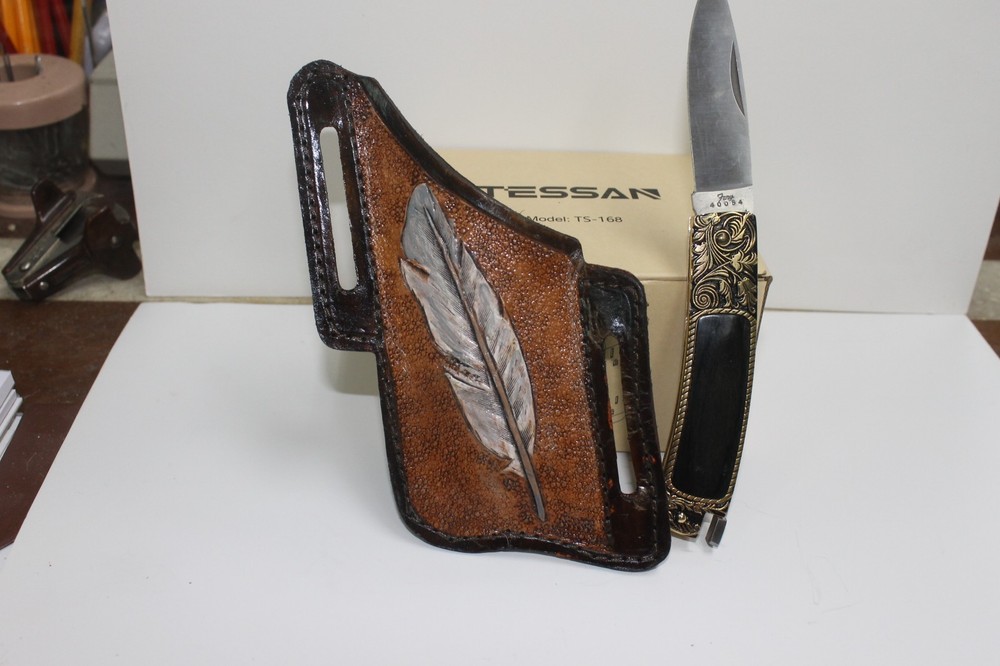 CUSTOM HANDMADE LOCKBACK FOLDING KNIFE WITH SHEATH