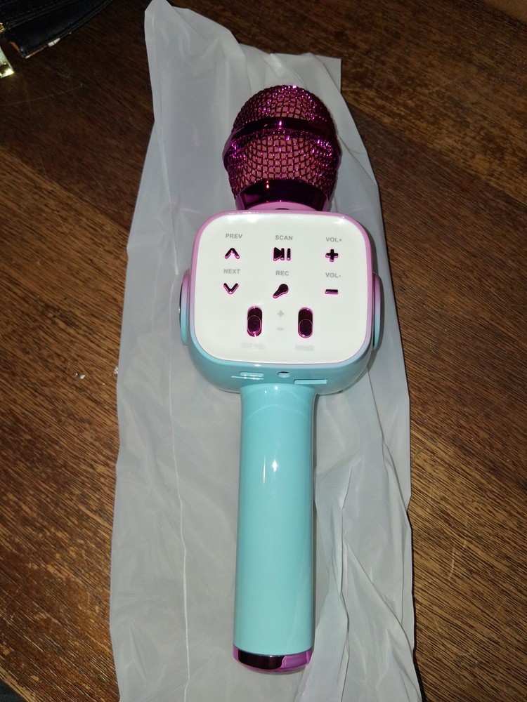 FDY Bluetooth Wireless Karaoke Microphone Pink Blue Cordless USB Charging