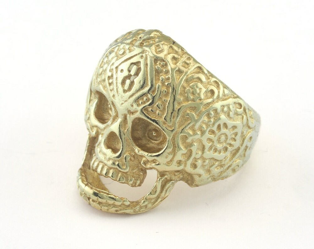 Skull Adjustable Ring Raw Brass 1 Pc. (20mm 10US inner size) 3258 ring27