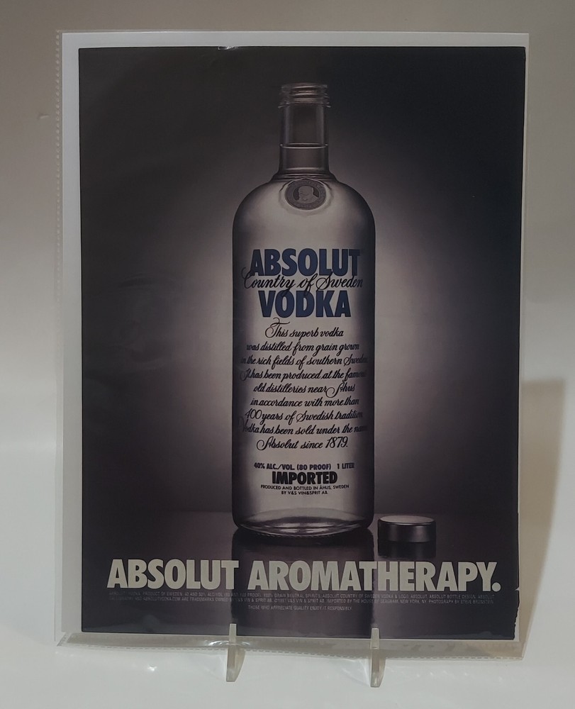 Absolute Aromatherapy Vodka Magazine Ad Open Bottle