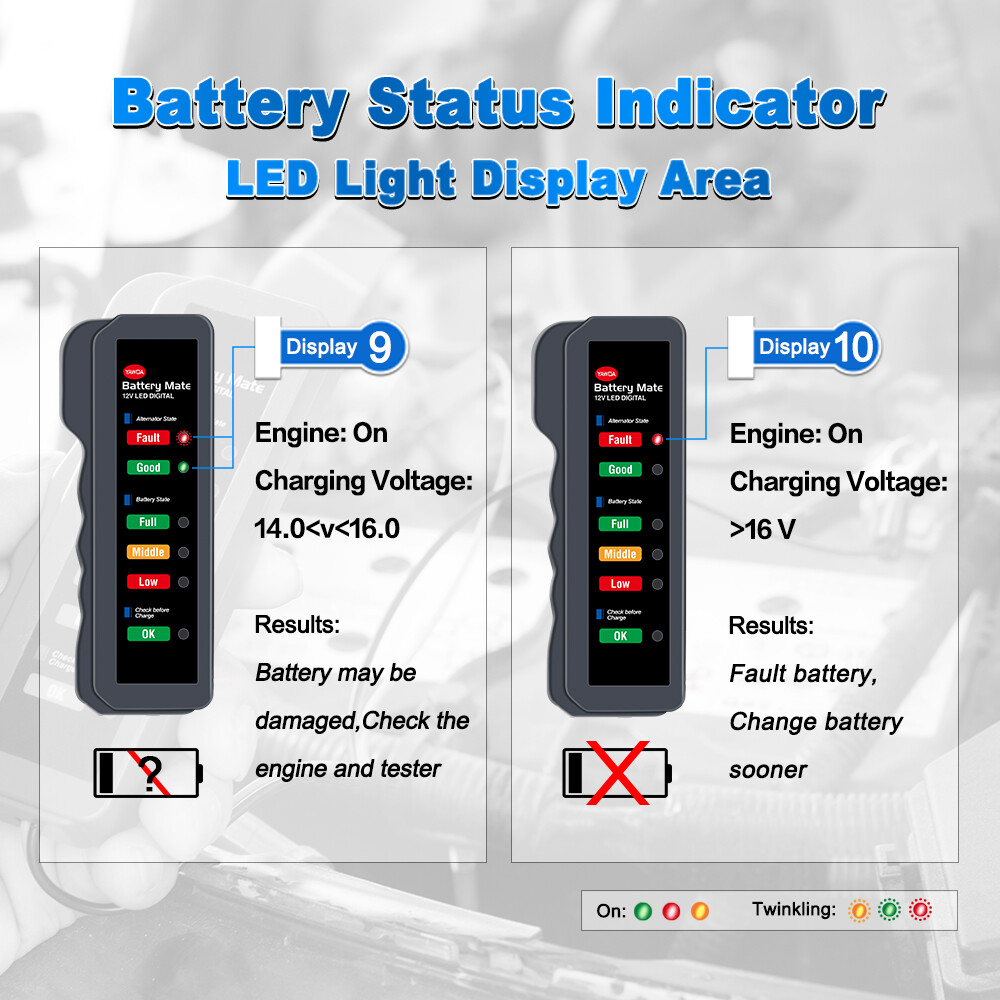 12V Battery Load Tester Check car motocycle Alternator analyzer Diagnostic tool