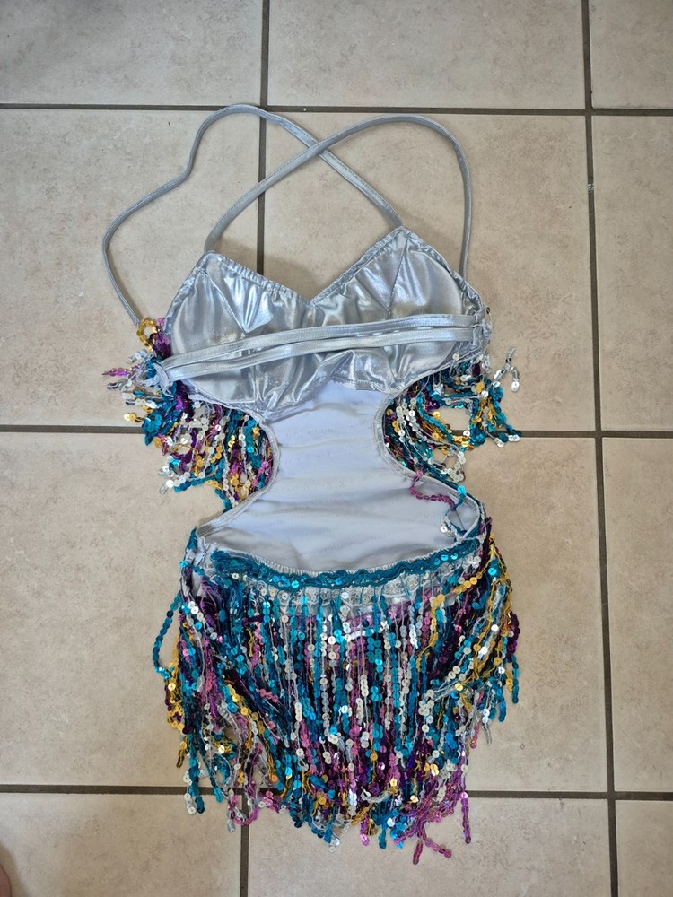 Multi colored sequined dance costume