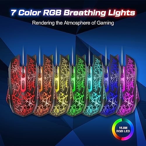 VersionTECH. Wired Gaming Mouse, Computer Mouse Ergonomic Mice with 7 LED Lights