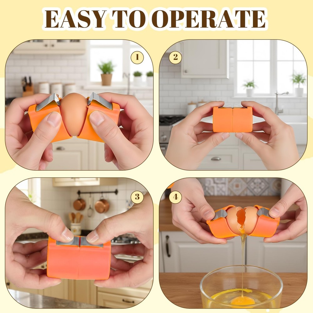 Egg Cracker, 6PCS Shell Opener for Raw Eggs, pink, yellow, orange