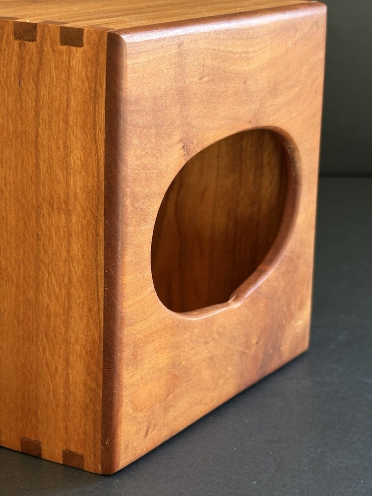 Maple Handmade Dovetail Tissue Box Cover Square Signed Rustic Natural Modern
