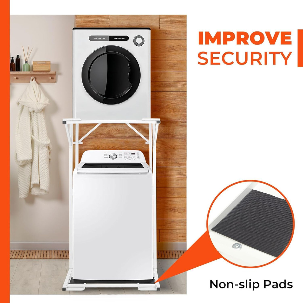 Heavy-Duty 23" Double-Layer Washer Dryer Stand for Most Models