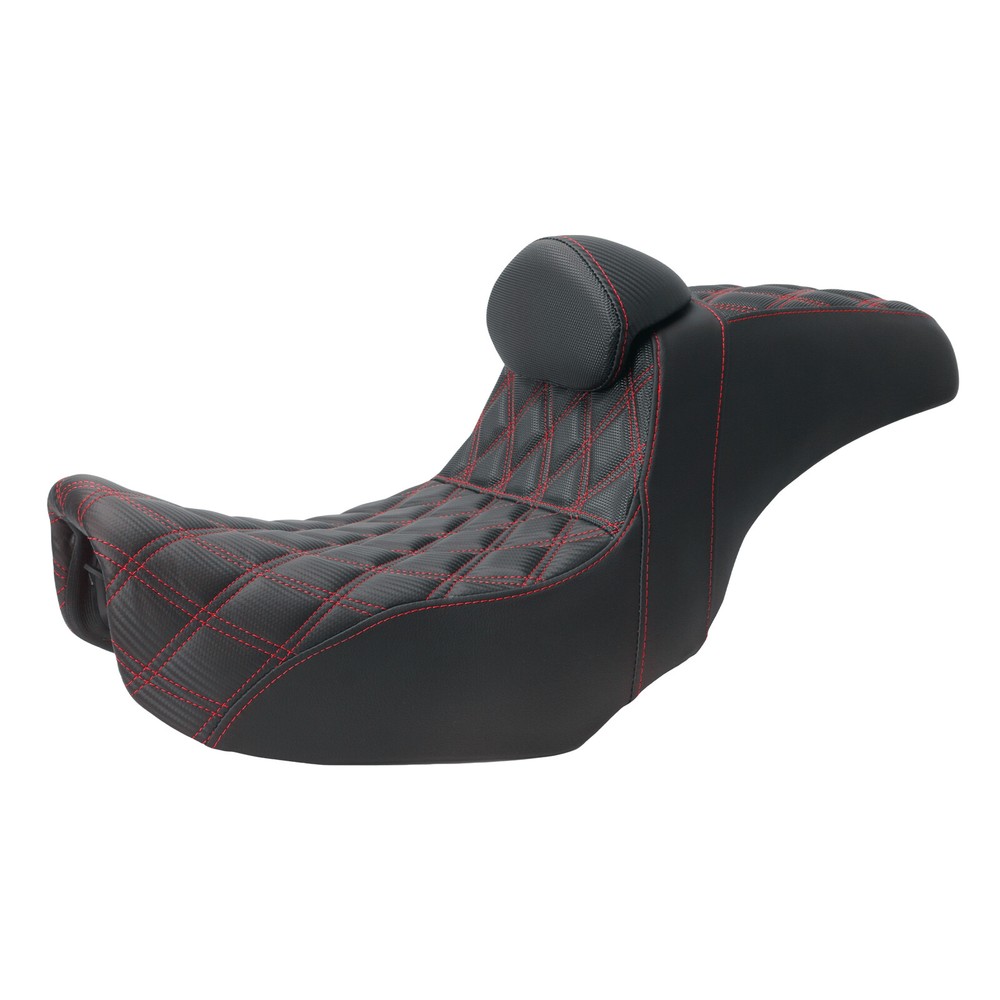Step Up Red Stitching Seat & Backrest Driver For Harley Dyna Switchback 06-17