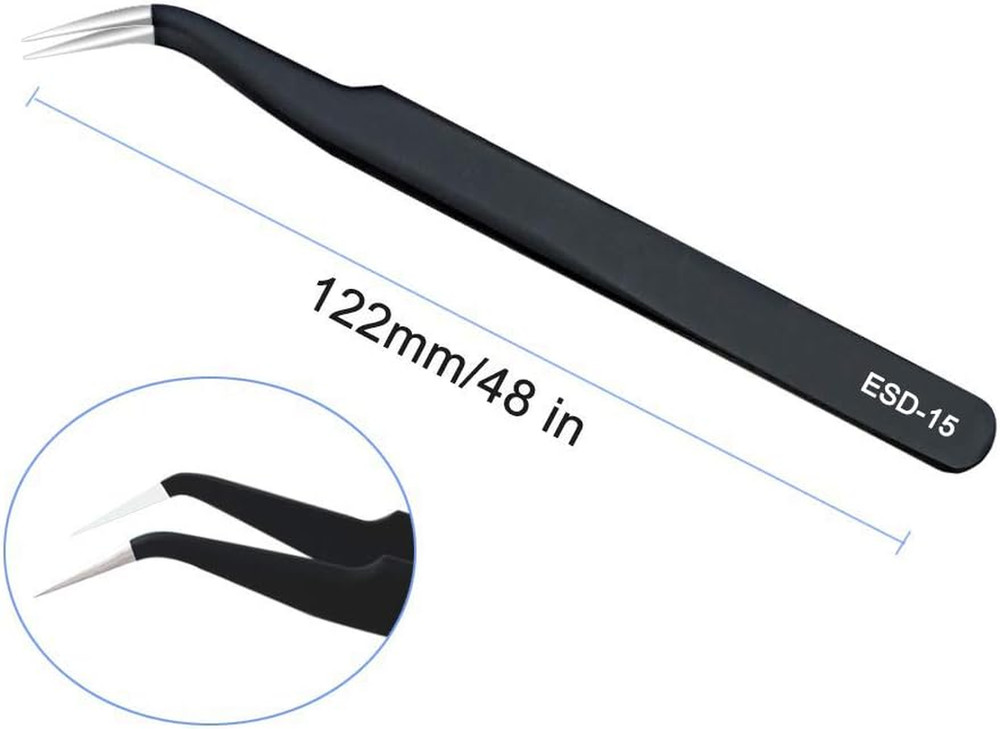 ESD anti Static Precision Electronics Tweezers Tools Kit,Non Magnetic Multi-Stan