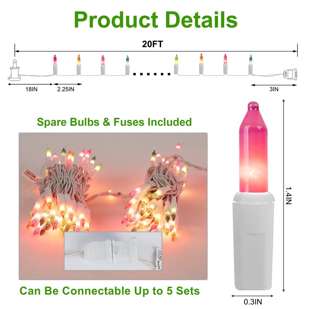 WATERGLIDE Easter String Lights, Christmas 100 Count, Multicolor, Multicolor