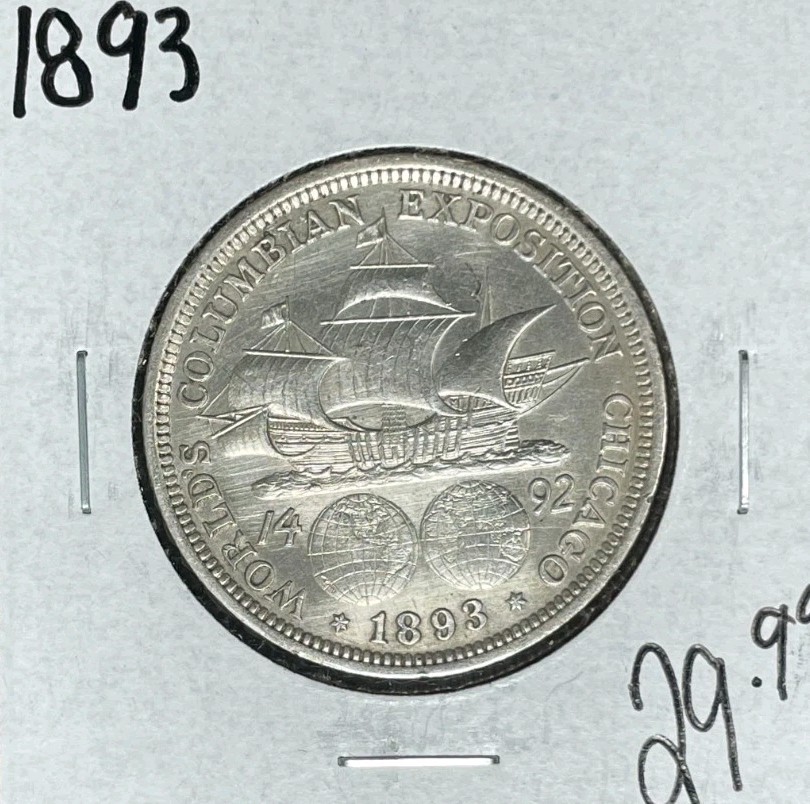 1893 EXPO COMMEMORATIVE SILVER HALF DOLLAR~~NICE COIN~REF#2