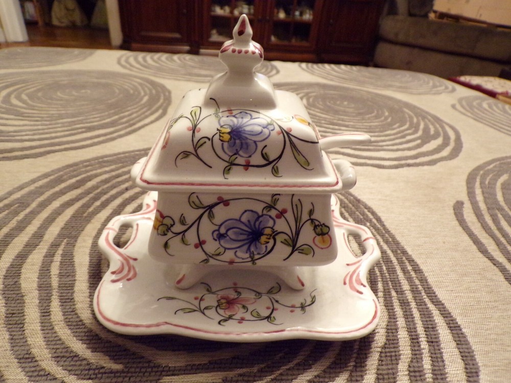 VTG Sugar Dish Signed Hand Painted Portugal