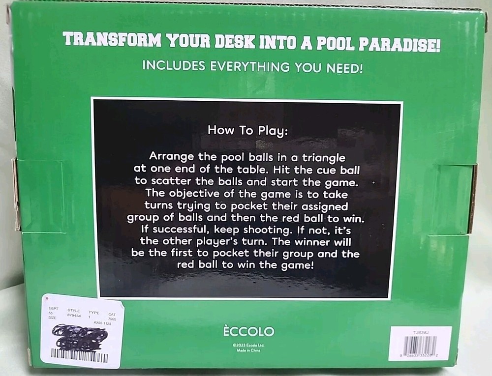 Desktop Pool Table Novelty Game NEW IN BOX