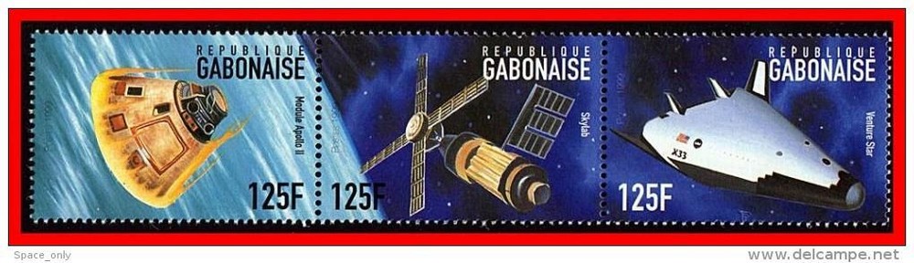 GABON = SPACE CONQUEST MNH ** postfrisch = SKYLAB + APOLLO 11