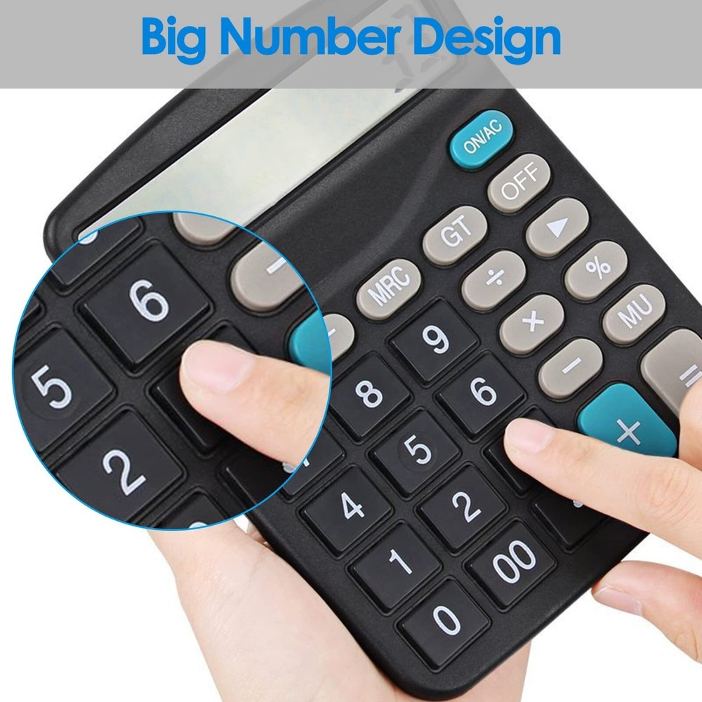Helect Calculator, Standard Function Desktop Calculator (Black) Black