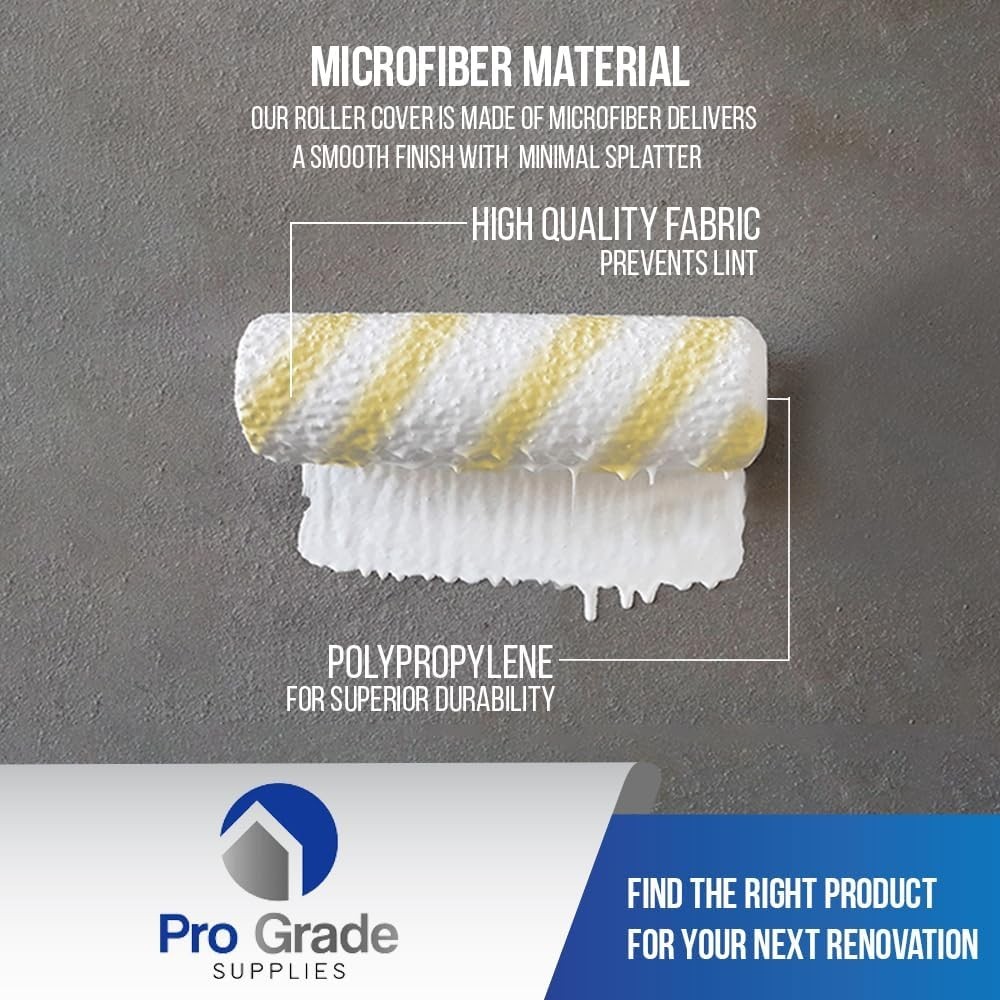Professional Quality 5-Pack Microfiber Paint Roller Covers, 1/2" Nap, 9" Size