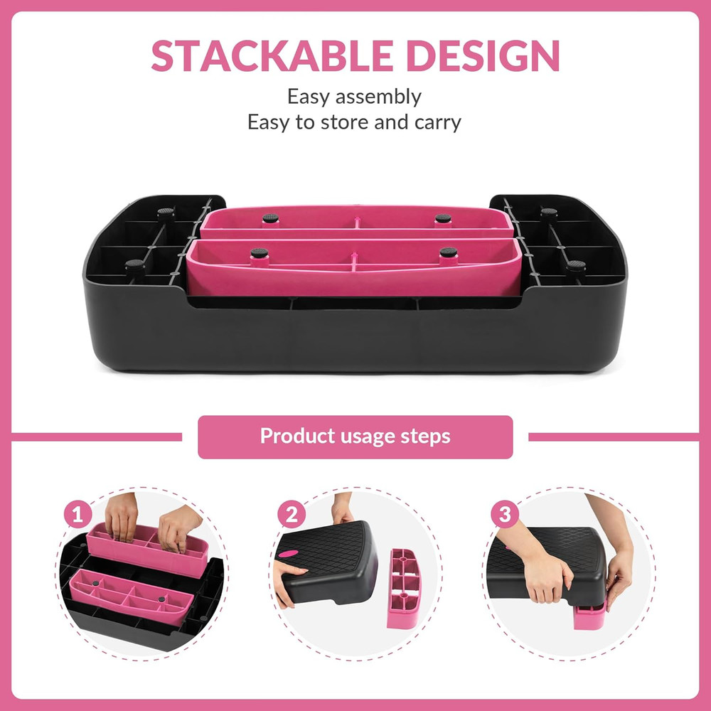Fitvids 18" Aerobic Step Platform, Workout Stepper with Adjustable 2 Stackable R