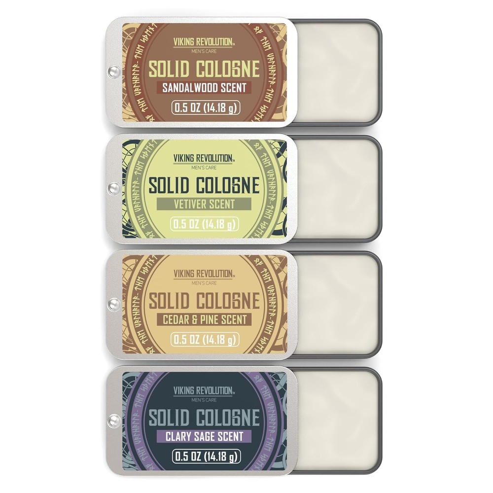 Viking Revolution 4 Pack Mens Solid Colognes 0.5 Oz - Men Solid Perfume with Ced