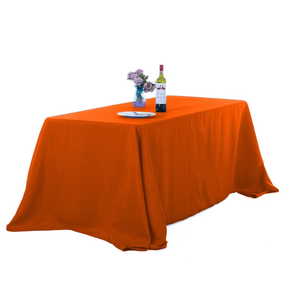 Orange Rectangular Tablecloth 2 Pack 90x156 Inch Polyester for 8 Ft Table