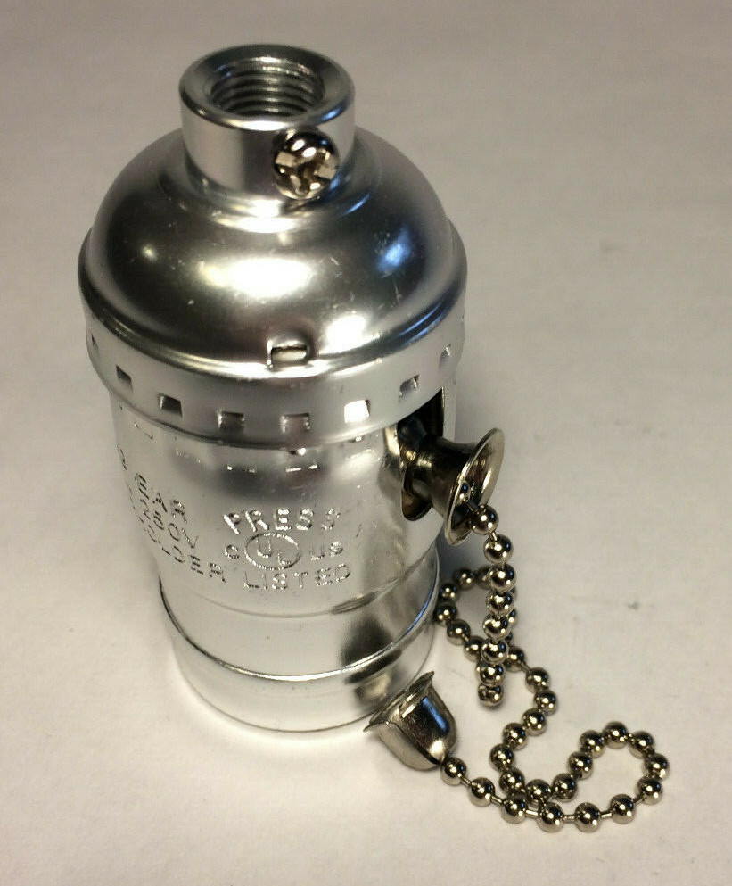 New Pull Chain Lamp Socket (On/Off) Medium Base With Nickel Finish SO320N