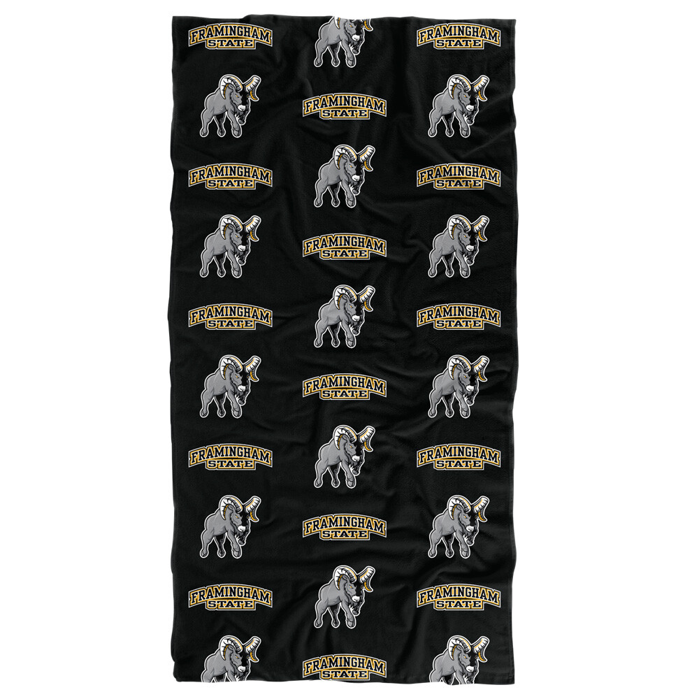 Framingham State University Beach Towel/Bath Towel, 30"x60" Logo Pattern