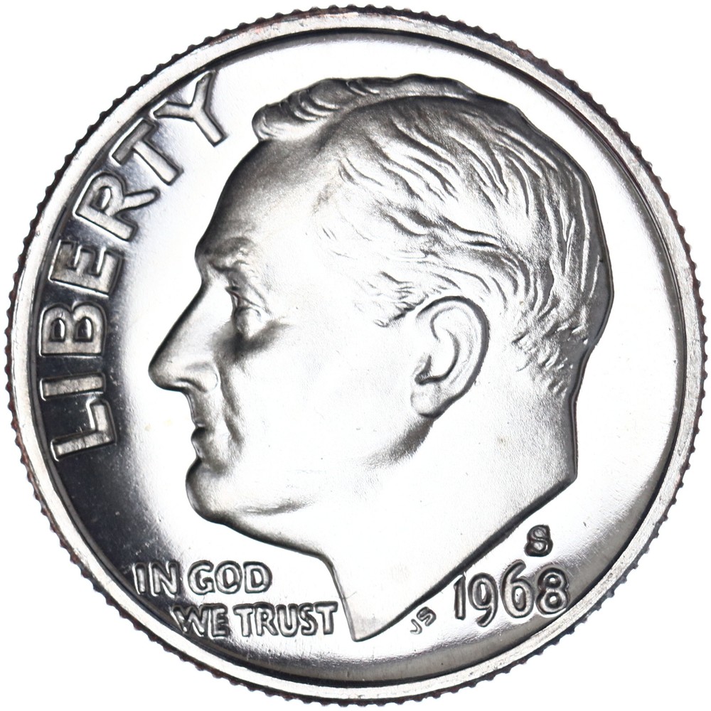 1968 S Roosevelt Dime Gem Proof CN-Clad