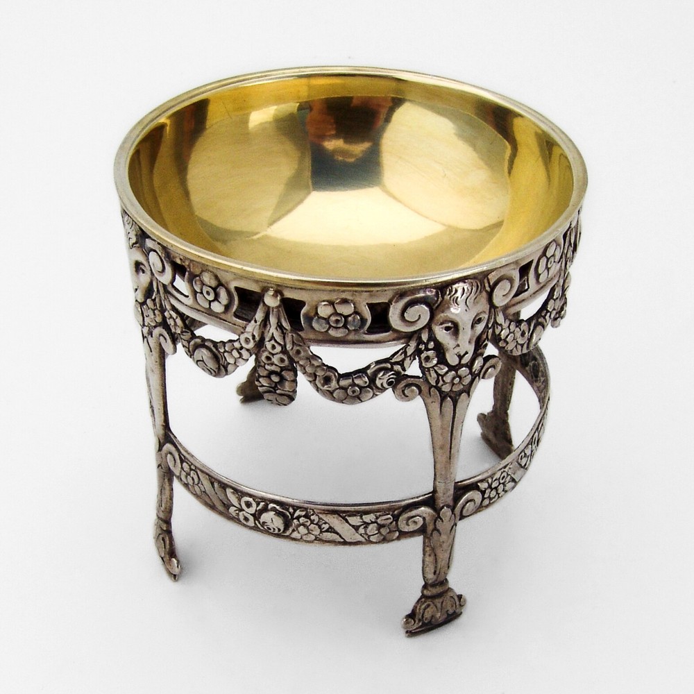 Ornate Open Work Design Open Salt Dish Hanau 800 Silver