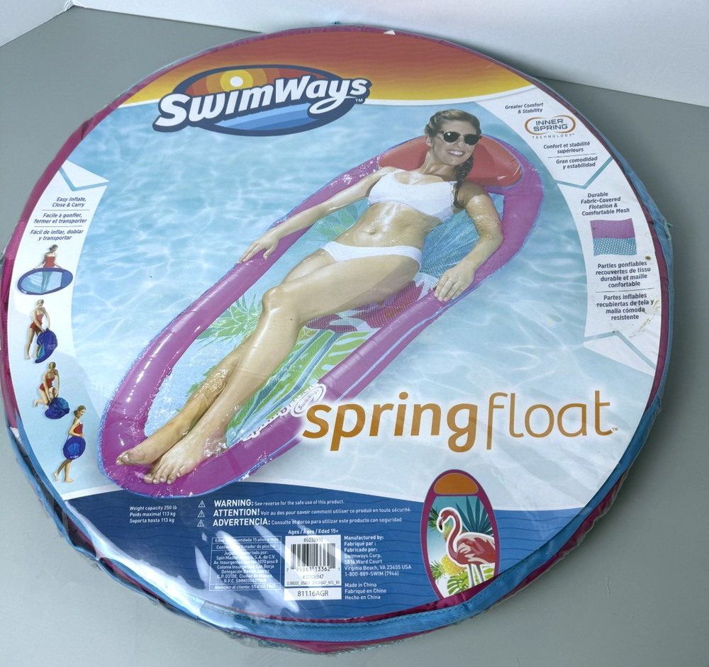 Swimways Spring Float Pool Lounger 250 lb Weight Capacity NIP