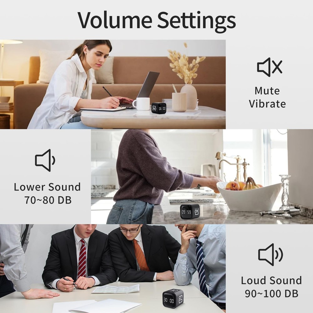 Productivity Timer Flip Gravity Sensor Cube Timer Countdown & Countup,Mute & ...
