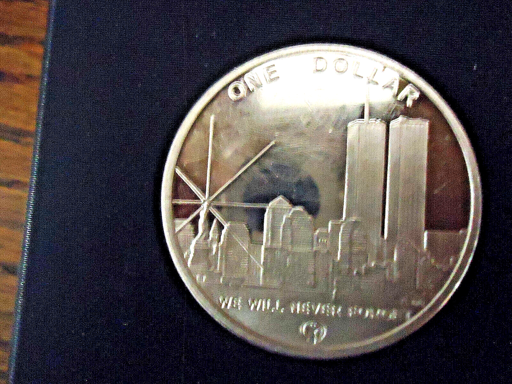 2004 $1 FREEDOM TOWER WE WILL NEVER FORGET --SILVER 100MIL CLAD TOKEN
