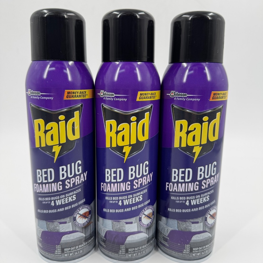 LOT OF 3 Raid Bed Bug Foaming Spray 16.5 oz. EACH CAN