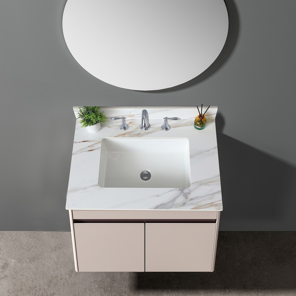 31 Inch Marble Vanity Top, Bathroom Vanity Top with Undermount Rectangular Mid
