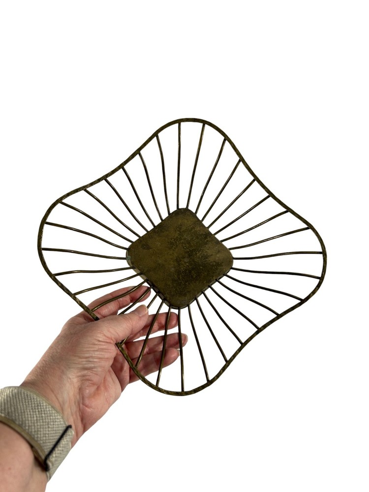 Solid Brass Gatco Metal Wire Bowl Basket Square Rustic Ethnic Decor