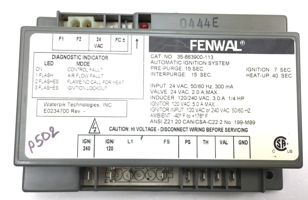 FENWAL 35-663900-113 Automatic Ignition System used #P502