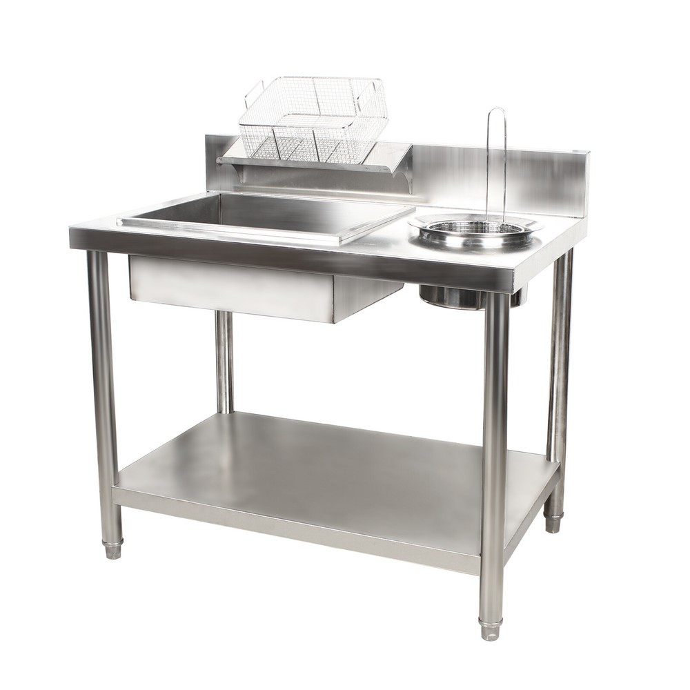 Manual Prep Station Chicken Fried Worktop Kitchen Breading Table Stainless