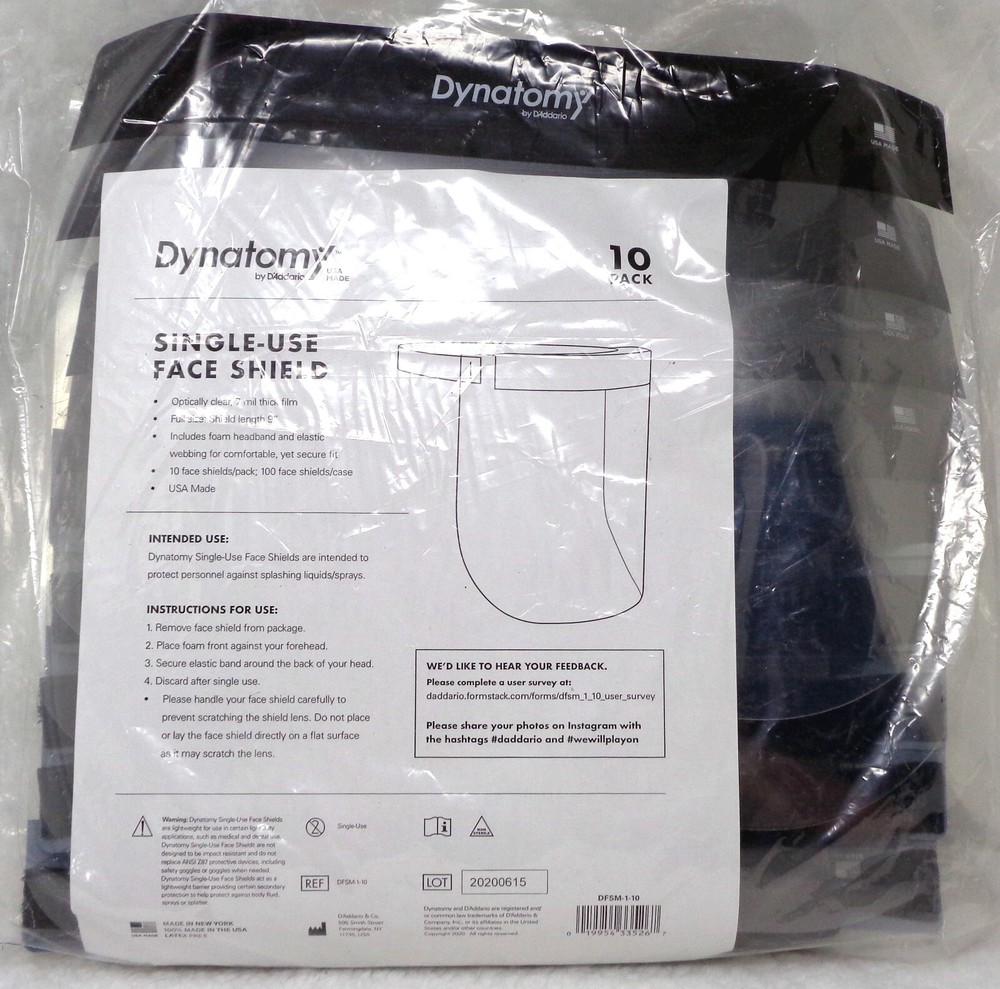 DYNATOMY Single-Use Face Shield 9/pack NEW)
