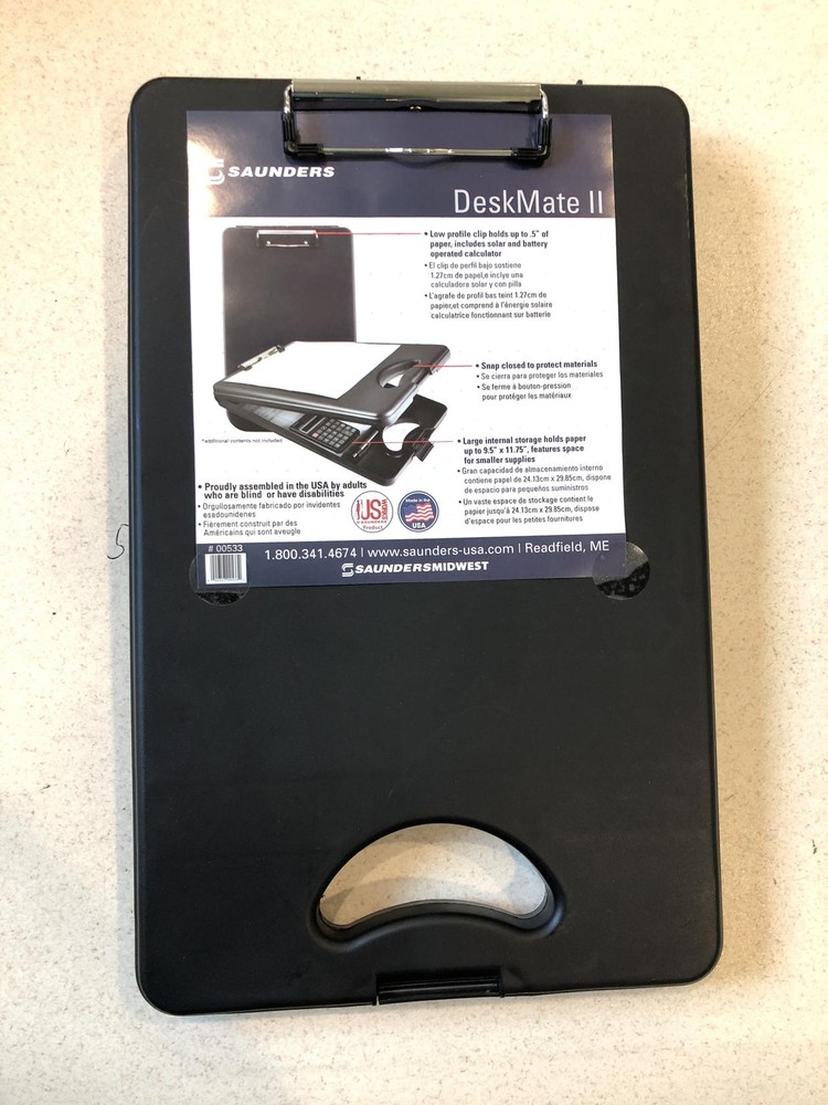 Saunders DeskMate II Plastic Storage Clipboard Black 10 x 16