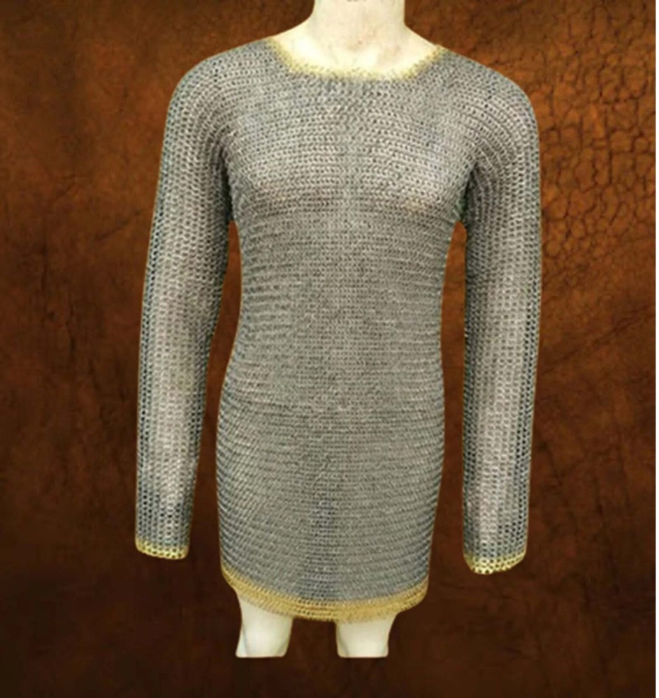 Chainmail Shirt 9 MM Flat Riveted With Flat Washer With Brass Rows