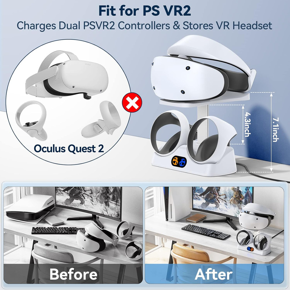 Controller Charging Dock for PS5 VR2 PSVR 2 Charging Station with VR Headset...