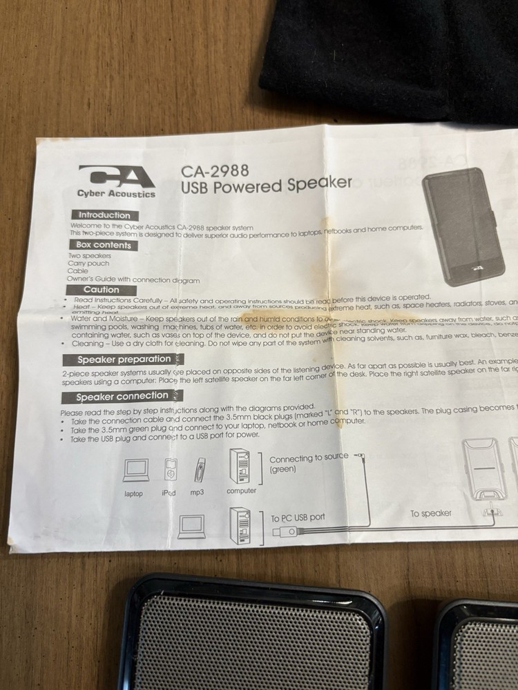 USB Powered Speakers In Carry Bag