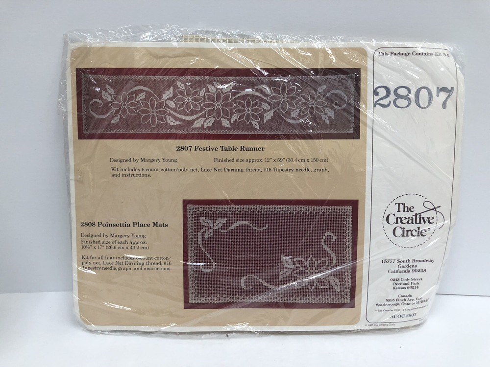 Vintage 1987 The Creative Circle 2807 Festive Table Runner Needlepoint Kit