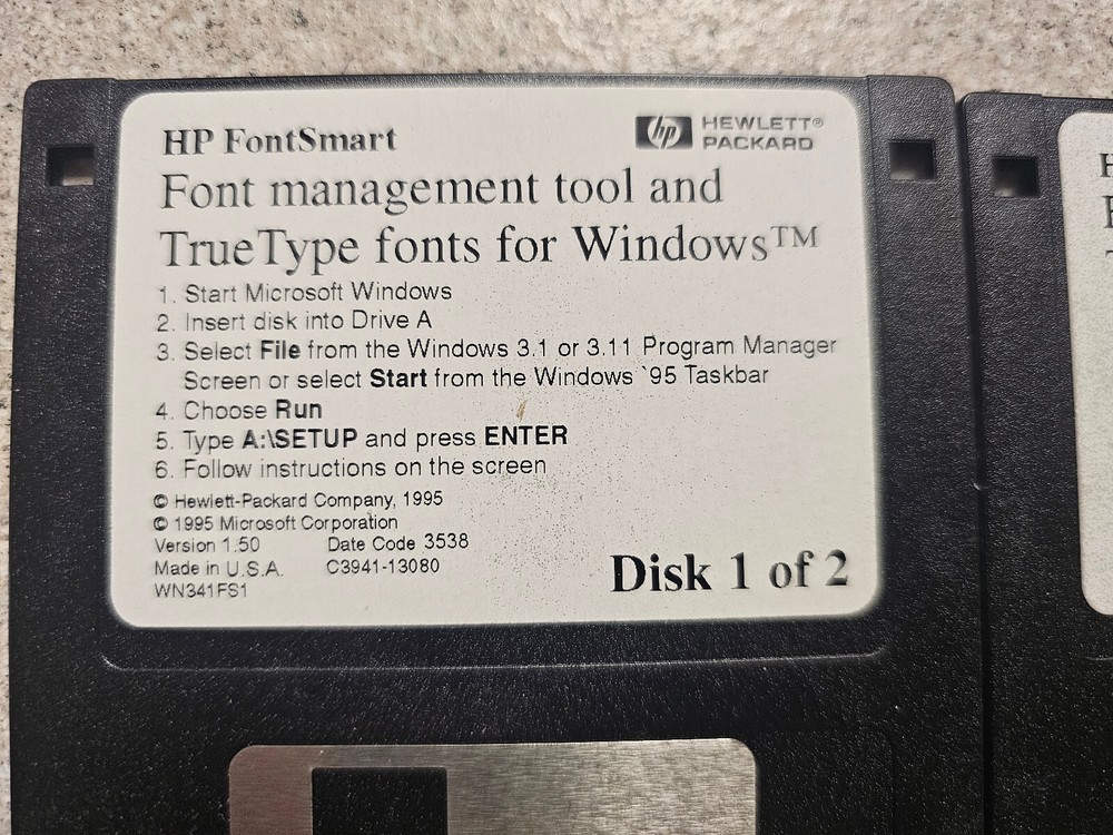 HP FONTSMART FOR WINDOWS 3.1 DISKETTE VERSION.