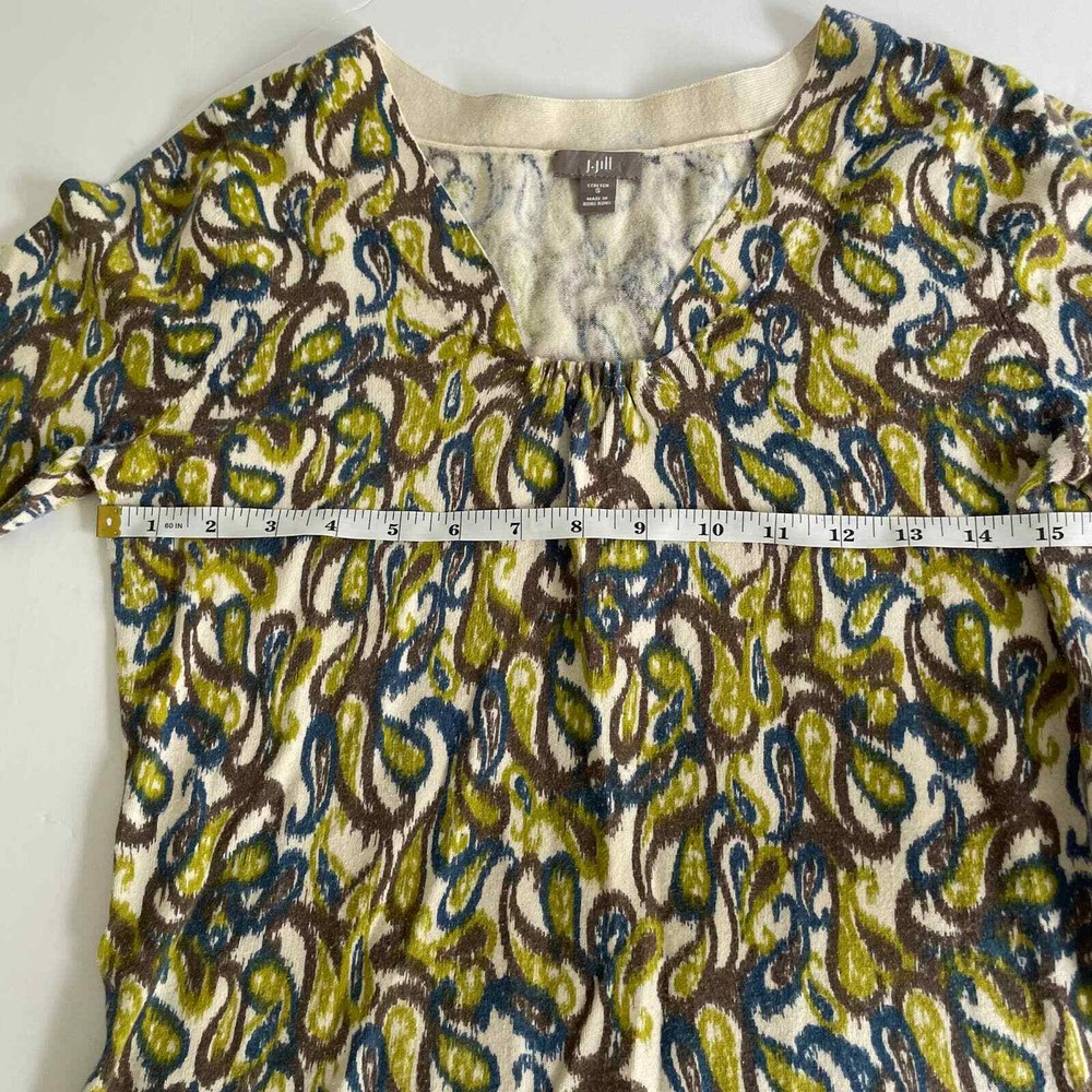 J Jill Stretch Green Patterned Sweater Size Small
