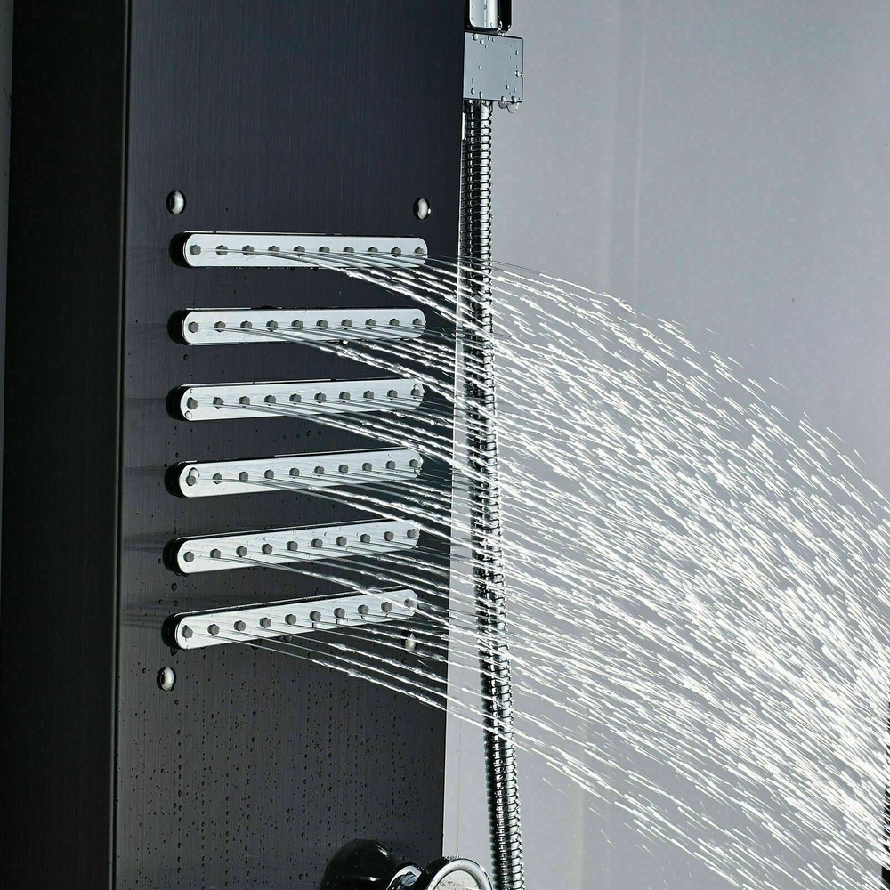 ELLO&ALLO Led Rainfall Waterfall Shower Panel Tower Rain Massage Body System Jet