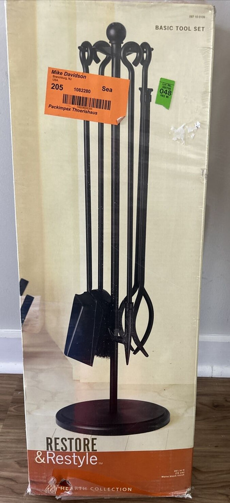 Restore & Restyle Fireplace Tool 5 Pieces Set Hearth Collection Matte Black