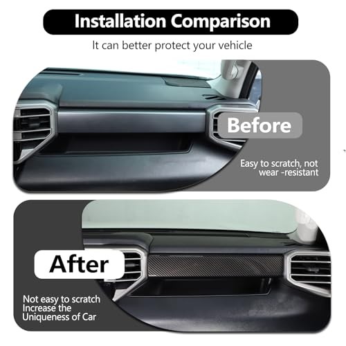 Car Center Control Dashboard Panel Strips Trim Compatible Carbon fiber grain
